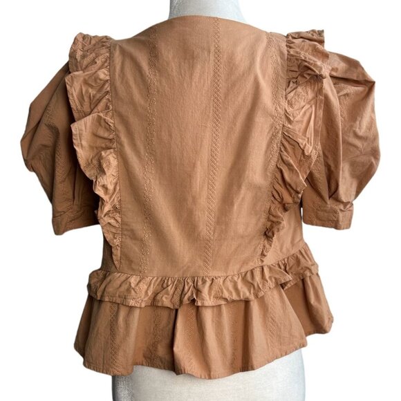 Universal Thread Short Sleeve Peplum Top 100% Cotton Orange Rust Women's Size S - Picture 8 of 10